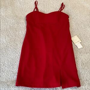 NWT Red Mini elegant dress with Slit and Spaghetti Straps